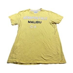 Aeropostale Malibu Yellow Spellout Shirt Y2K Grunge Skater Thrasher Retro L